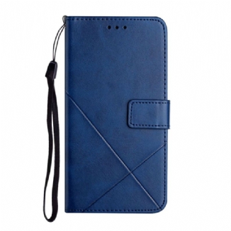 Housse Samsung Galaxy A14 5G / A14 Style Cuir Géométrique à Lanière