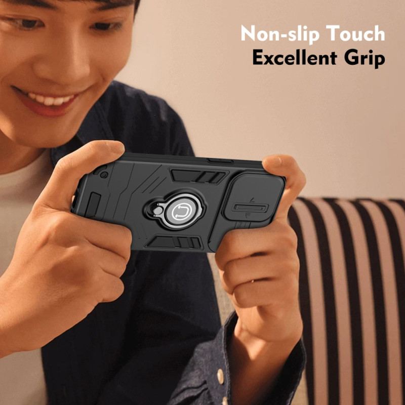 Coque Xiaomi Redmi Note 14 4G Protège-Caméra Coulissant et Support