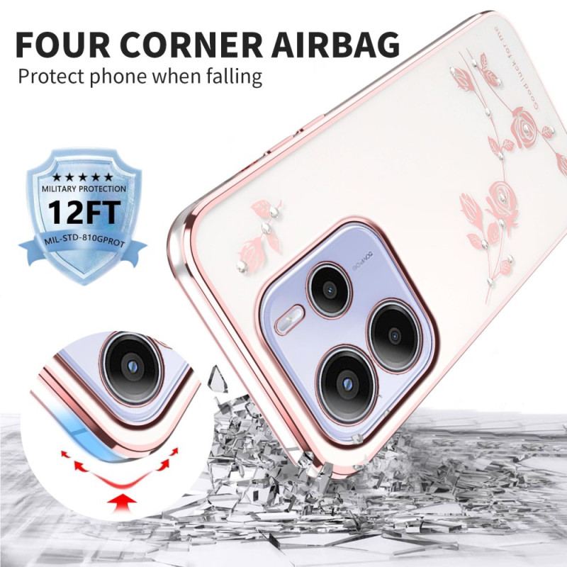 Coque Xiaomi Redmi Note 14 4G Strass et Fleurs