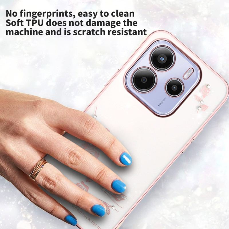 Coque Xiaomi Redmi Note 14 4G Strass et Fleurs