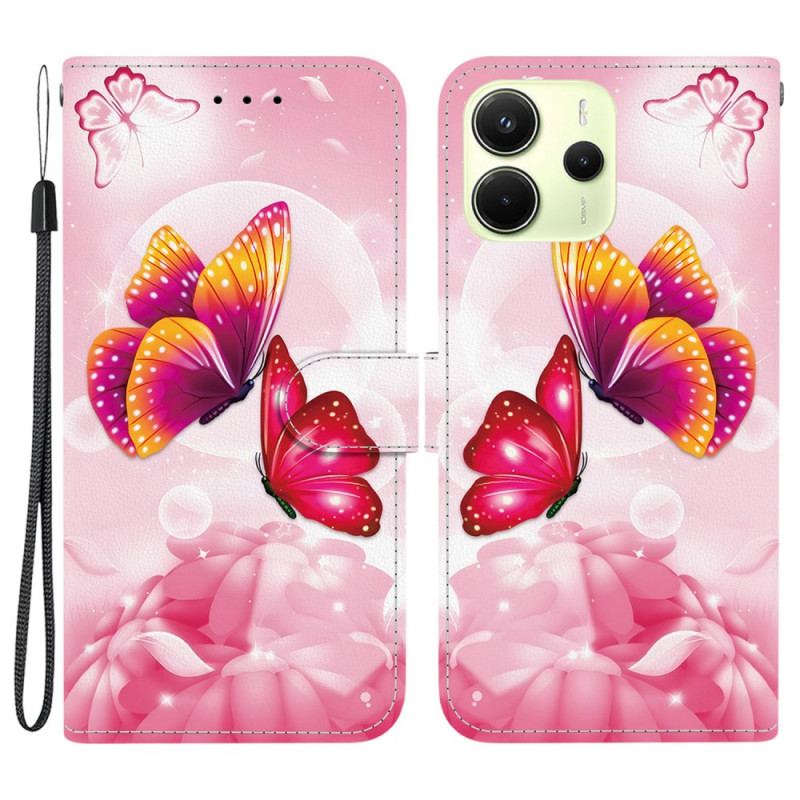 Hoousse Xiaomi Redmi Note 14 4G Papillons Roses