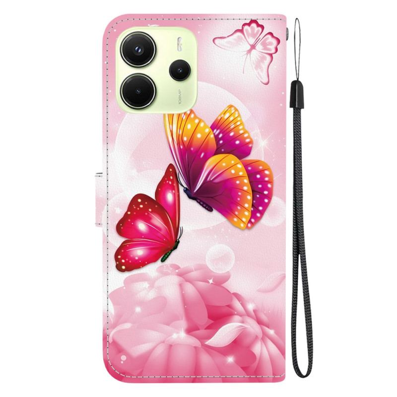 Hoousse Xiaomi Redmi Note 14 4G Papillons Roses