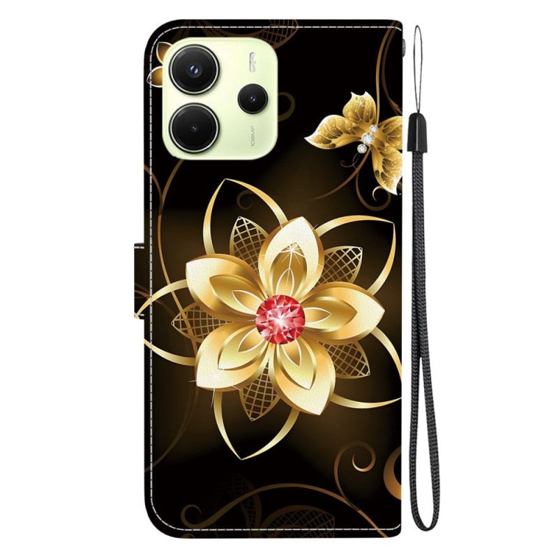 Housse Xiaomi Redmi Note 14 4G Fleur Doré
