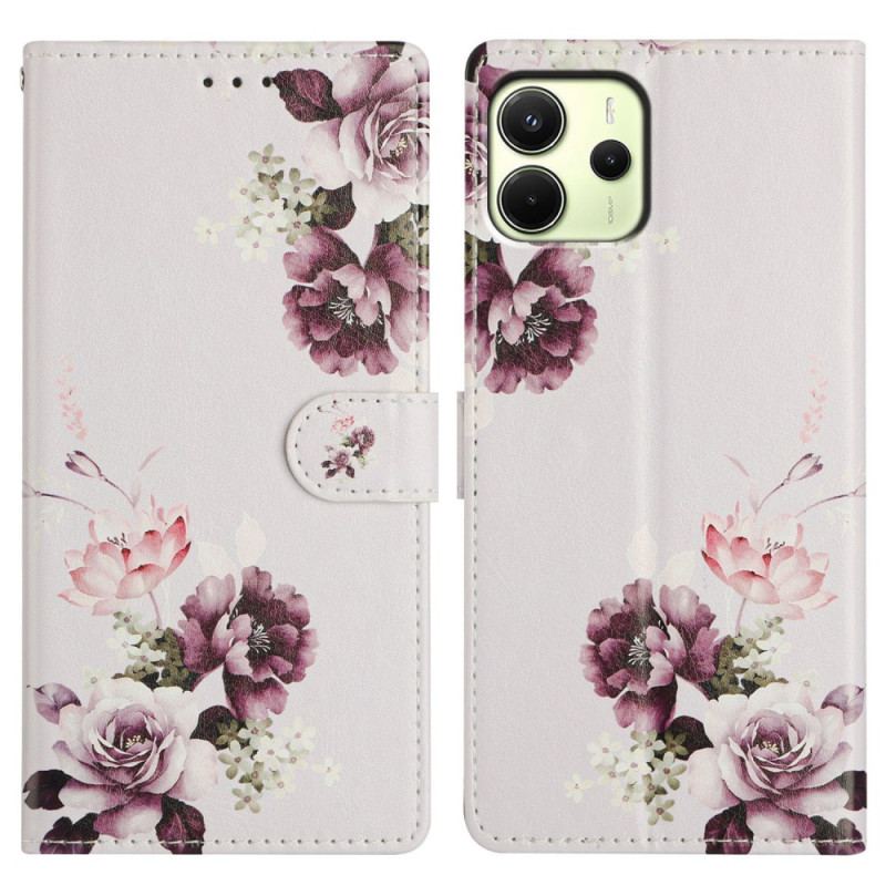 Housse Xiaomi Redmi Note 14 4G Fleurs Violettes