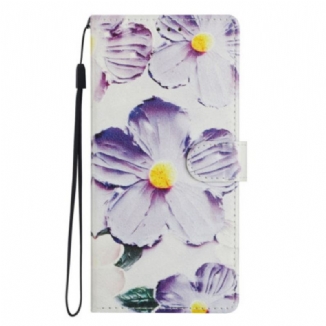 Housse Xiaomi Redmi Note 14 4G Fleurs Violettes et Blanches