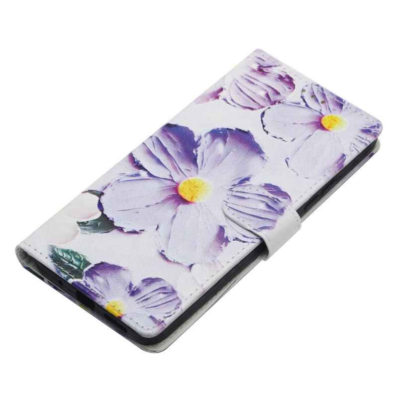 Housse Xiaomi Redmi Note 14 4G Fleurs Violettes et Blanches