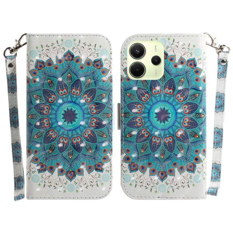 Housse Xiaomi Redmi Note 14 4G Mandala Vert à Lanière