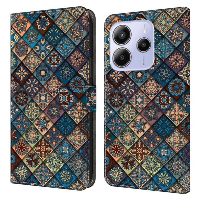 Housse Xiaomi Redmi Note 14 4G Motif Floral Bleu
