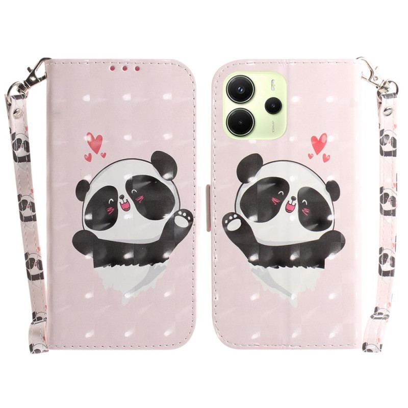 Housse Xiaomi Redmi Note 14 4G Panda Love à Lanière