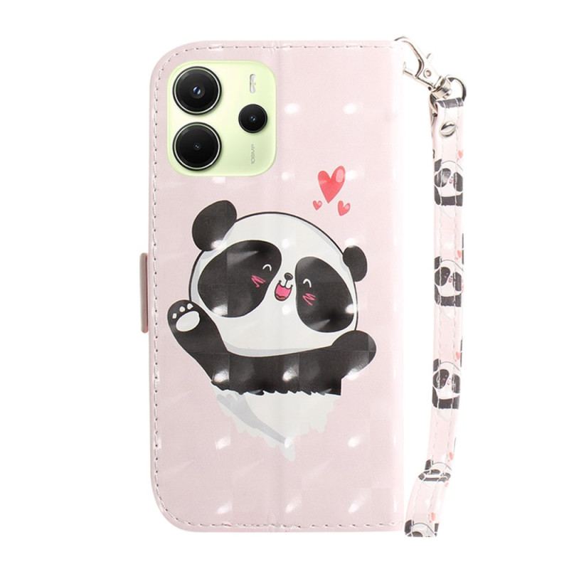 Housse Xiaomi Redmi Note 14 4G Panda Love à Lanière