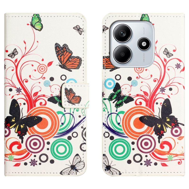 Housse Xiaomi Redmi Note 14 4G Papillons sur Fond Blanc Blanc