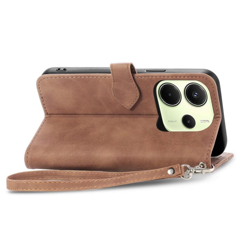 Housse Xiaomi Redmi Note 14 4G Portefeuille Dentelle avec Fermeture Éclair