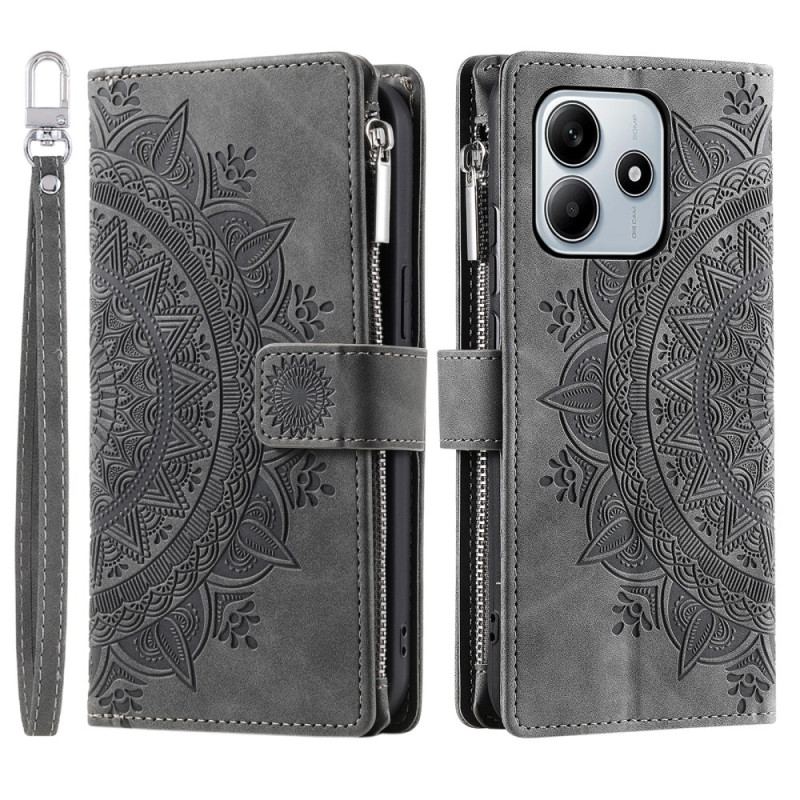 Housse Xiaomi Redmi Note 14 4G Portefeuille Effet Daim Mandala