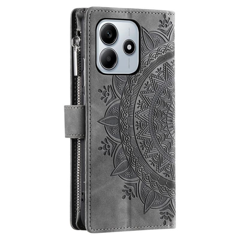 Housse Xiaomi Redmi Note 14 4G Portefeuille Effet Daim Mandala