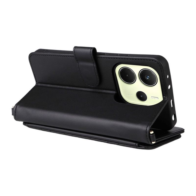 Housse Xiaomi Redmi Note 14 4G Portefeuille Premium avec Lanière et Bandoulière