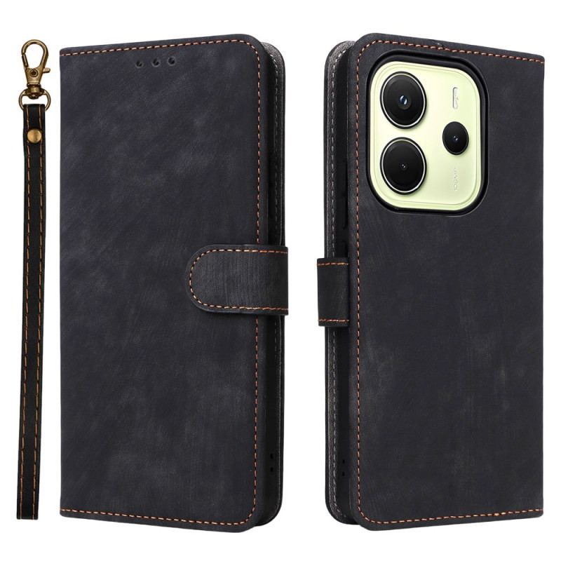 Housse Xiaomi Redmi Note 14 4G Protection RFID Effet Daim à Lanière