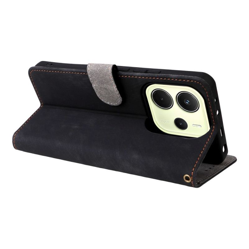 Housse Xiaomi Redmi Note 14 4G Protection RFID Effet Daim à Lanière