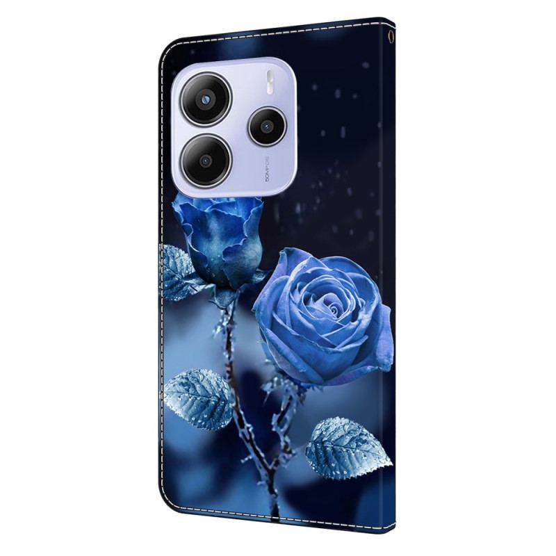 Housse Xiaomi Redmi Note 14 4G Roses Bleues