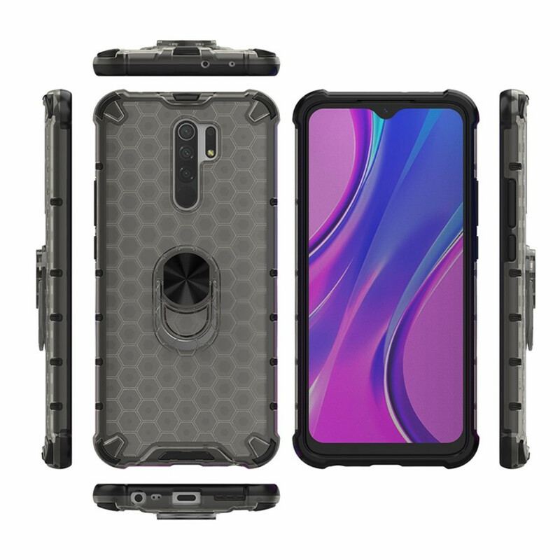 Coque Xiaomi Redmi 9 Style Nid d'Abeille et Anneau