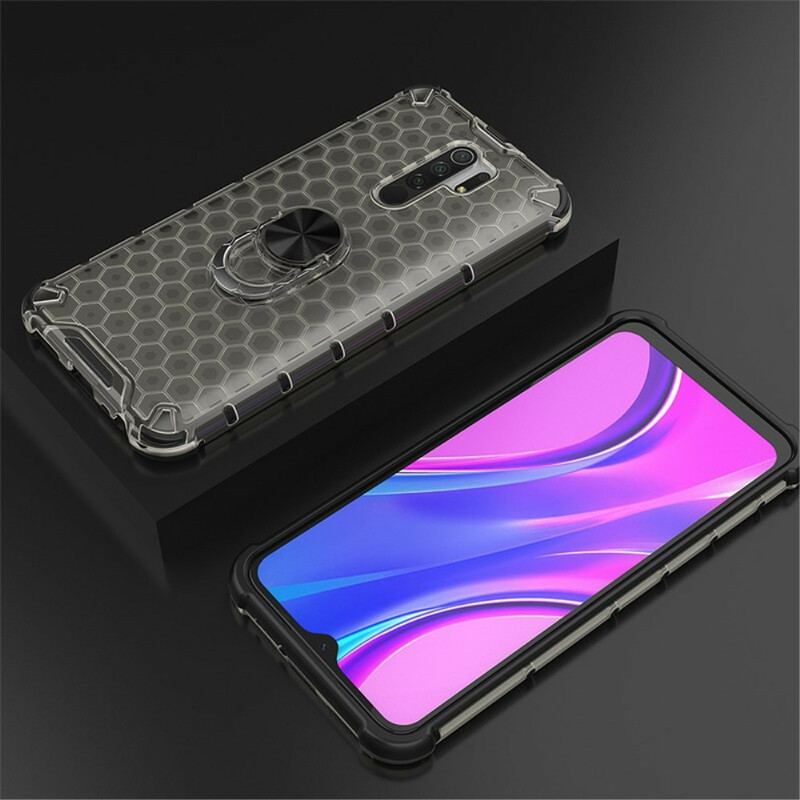 Coque Xiaomi Redmi 9 Style Nid d'Abeille et Anneau