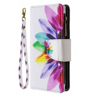 Housse Xaiomi Redmi 9 Poche Zippée Fleur