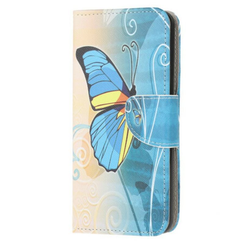 Housse Xiaomi Redmi 9 Papillon Bleu et Jaune