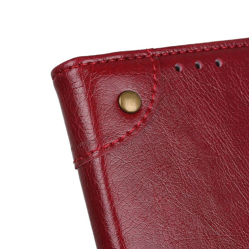 Housse Xiaomi Redmi 9 Style Cuir Nappa Rivets Vintage
