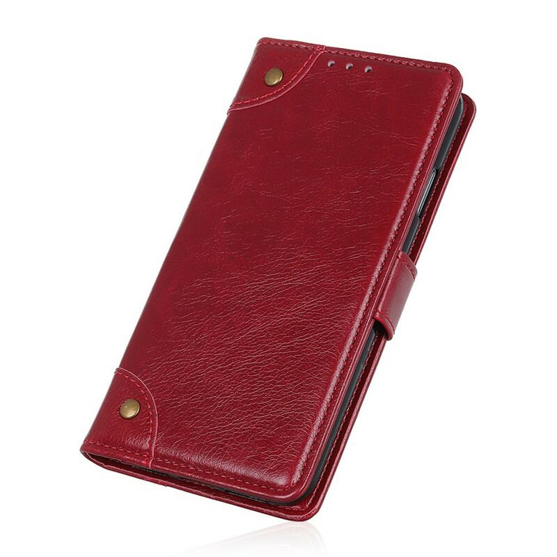 Housse Xiaomi Redmi 9 Style Cuir Nappa Rivets Vintage