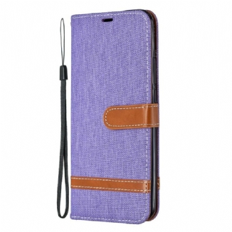 Housse Xiaomi Redmi 9 Tissu et Effet Cuir à Lanière
