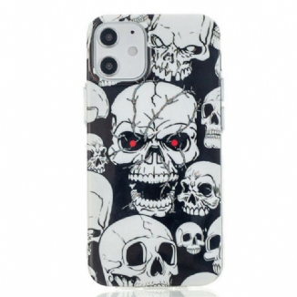 Coque iPhone 12 Mini Attention Têtes de Mort Fluorescente