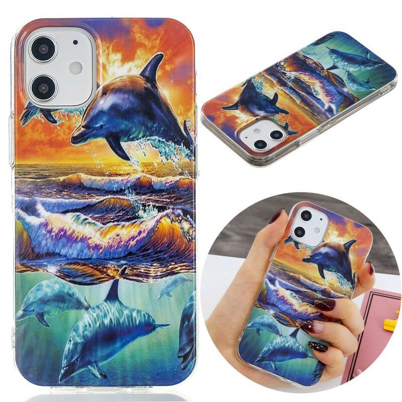 Coque iPhone 12 Mini Dauphins en Liberté