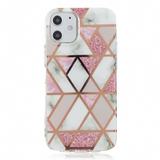 Coque iPhone 12 Mini Marbre Géométrie Colorée 2