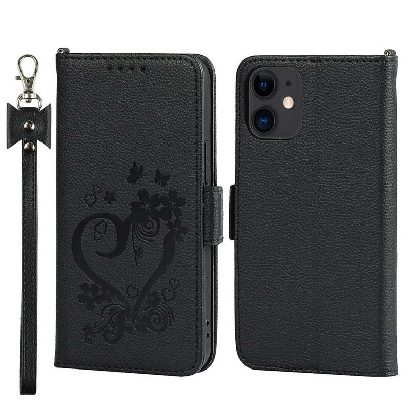 Housse iPhone 12 Mini Coeur à Lanière