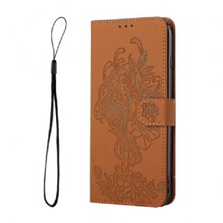 Housse iPhone 12 Mini Tigre Baroque à Lanière