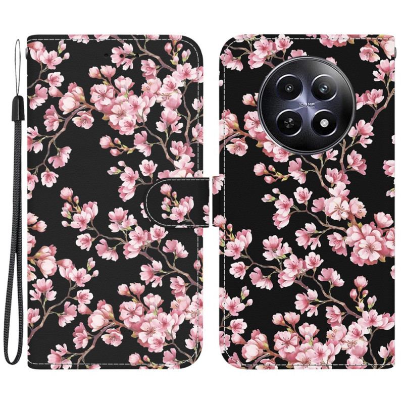 Housse Realme 12 5G / 12X 5G Fleurs de Prunier à Lanière