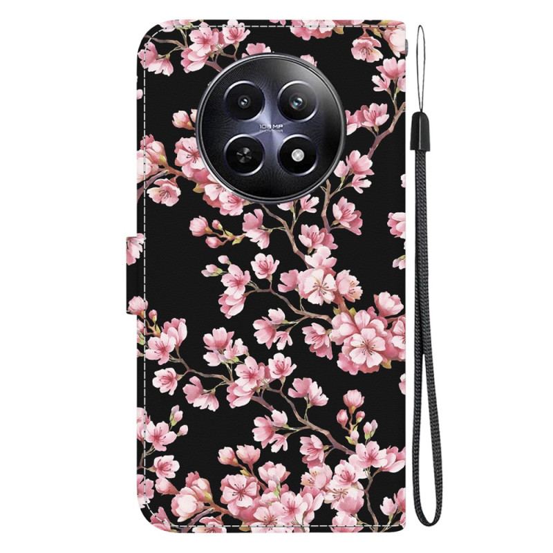 Housse Realme 12 5G / 12X 5G Fleurs de Prunier à Lanière