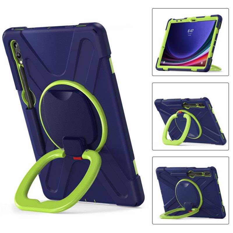 Coque Samsung Galaxy Tab S9 FE Plu /S9 Plus/S8 Plus/S7 Plus/S7 FE Multifonctions Support Rotatif et Poignée