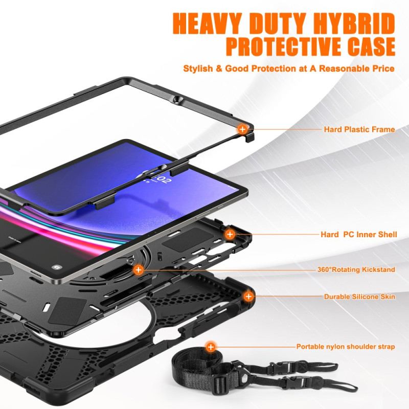 Coque Samsung Galaxy Tab S9 FE Plus/S9 Plus/S8 Plus/S7 Plus/S7 FE Ultra Résistante Support et Bandoulière