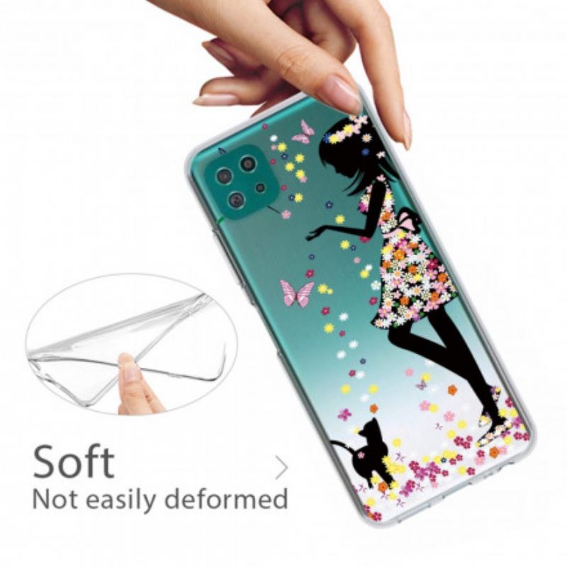Coque Samsung Galaxy A22 5G Jolie Tête Fleurie