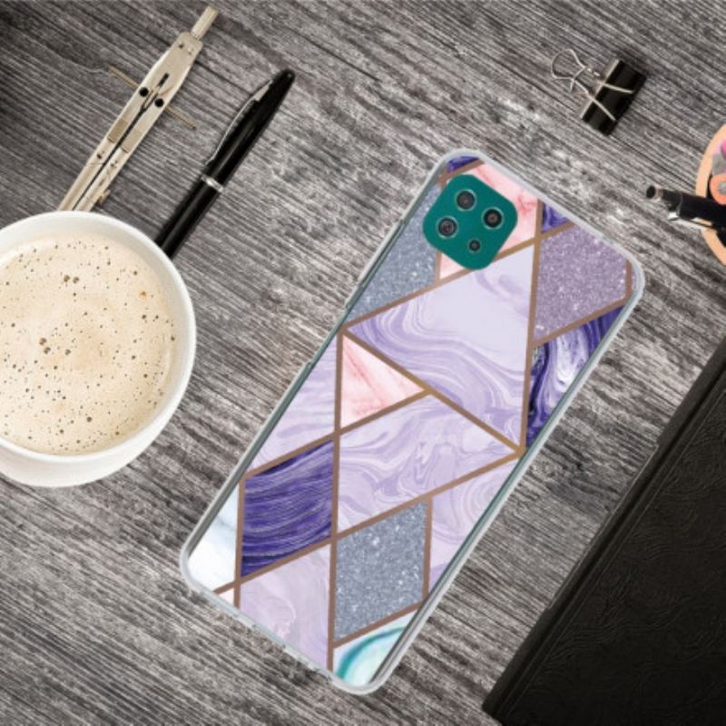 Coque Samsung Galaxy A22 5G Marbre Géométrique Décliné