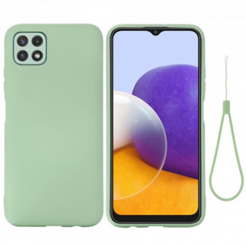 Coque Samsung Galaxy A22 5G Silicone Liquide avec Lanière