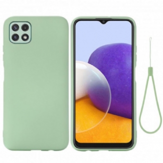 Coque Samsung Galaxy A22 5G Silicone Liquide avec Lanière