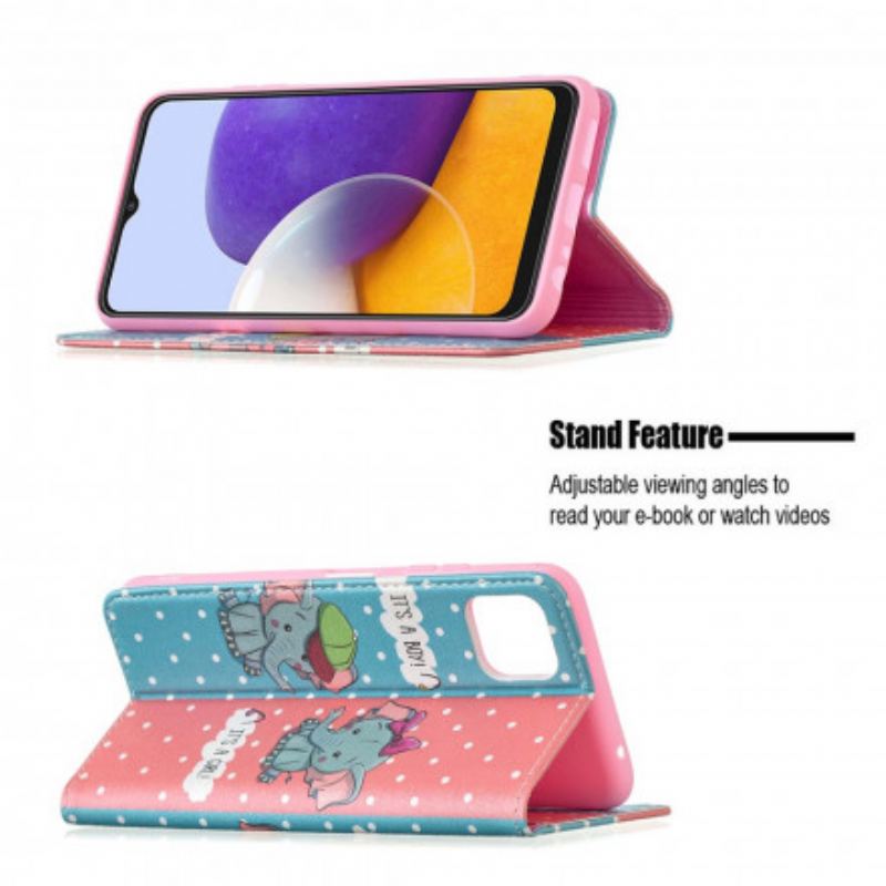 Flip Cover Samsung Galaxy A22 5G Bébés Éléphants