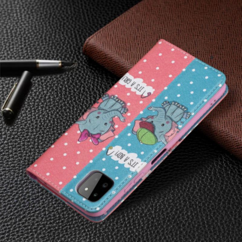 Flip Cover Samsung Galaxy A22 5G Bébés Éléphants
