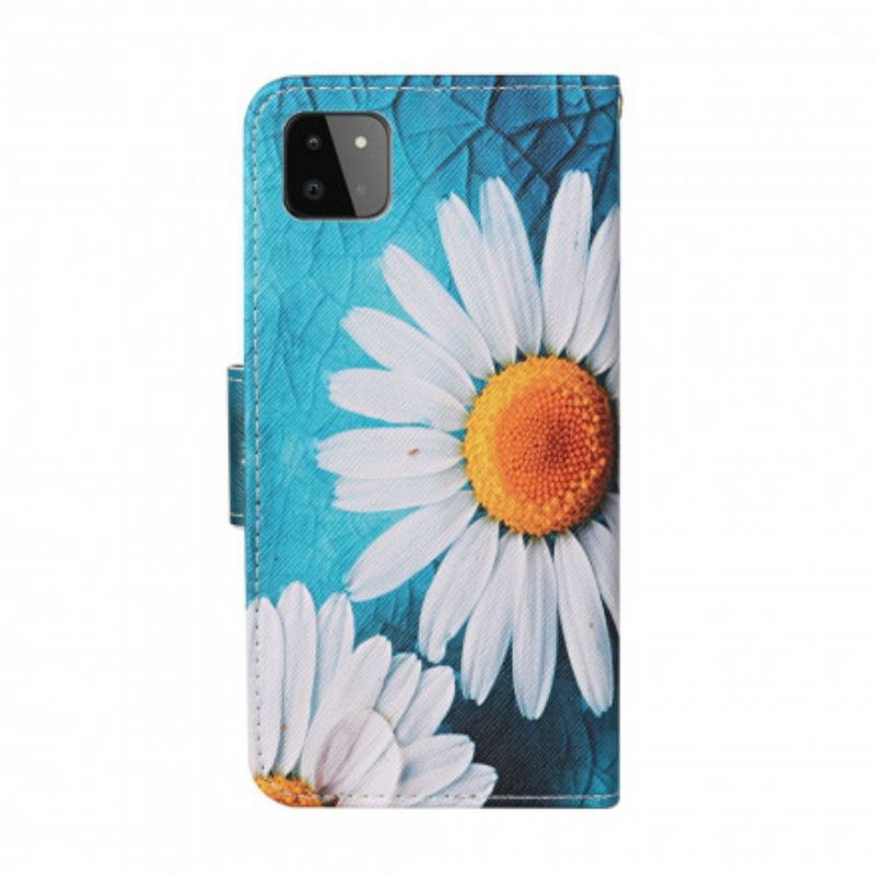 Housse Samsung Galaxy A22 5G Fleurs Magistrales avec Lanière