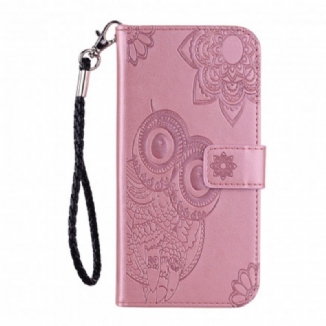 Housse Samsung Galaxy A22 5G Hibou Mandala et Lanière