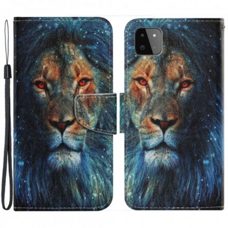 Housse Samsung Galaxy A22 5G Lion avec Lanière