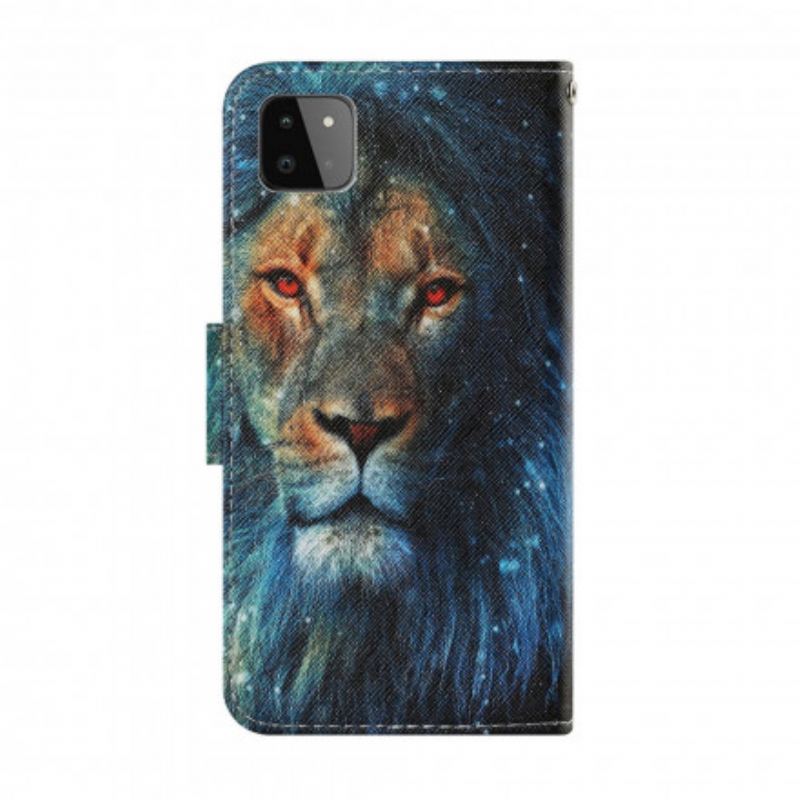 Housse Samsung Galaxy A22 5G Lion avec Lanière