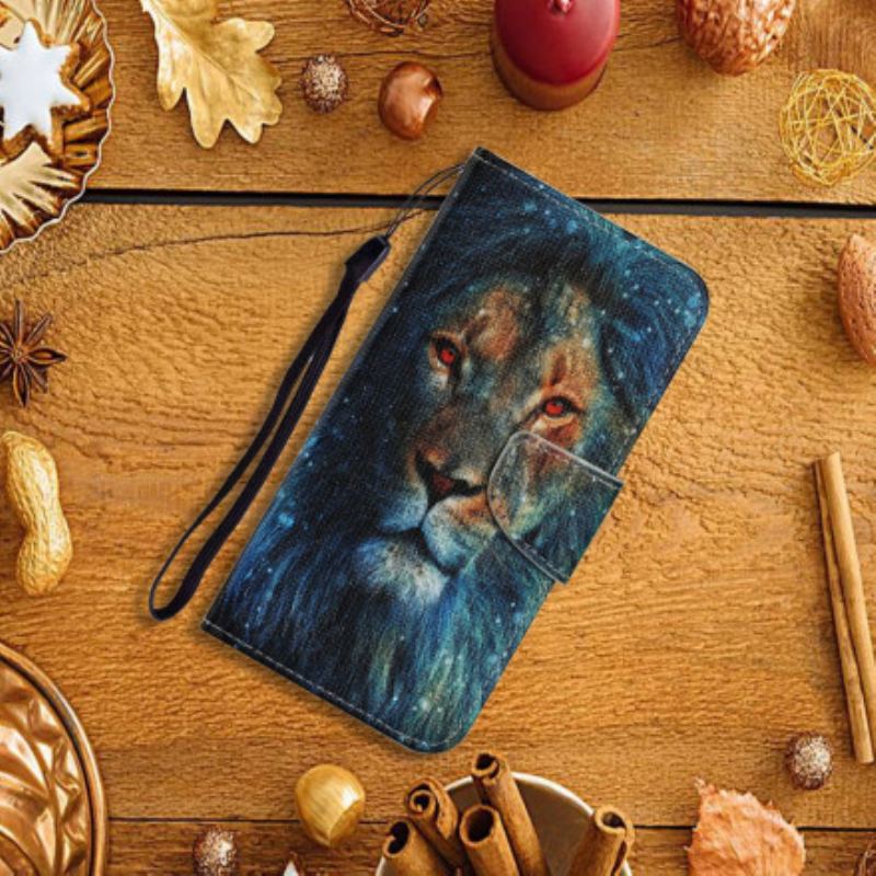 Housse Samsung Galaxy A22 5G Lion avec Lanière