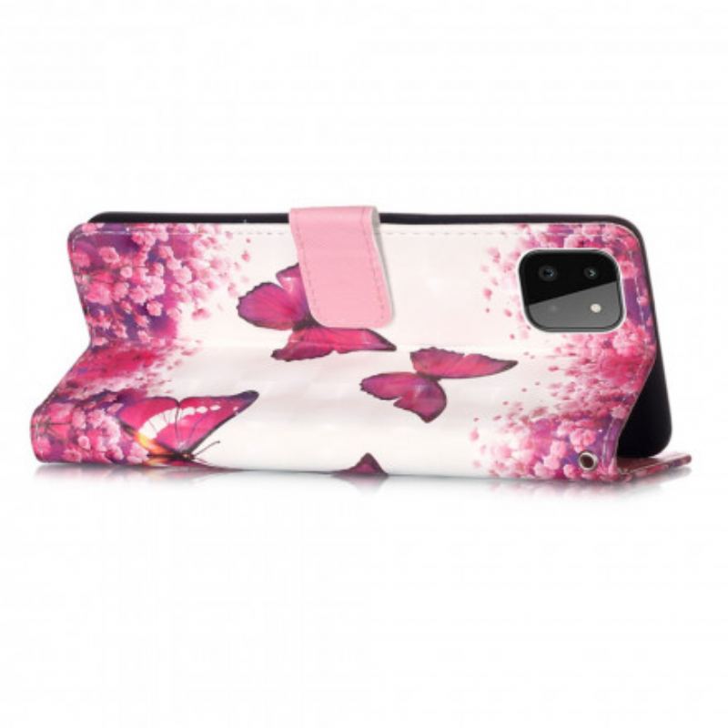 Housse Samsung Galaxy A22 5G Papillons Rouges